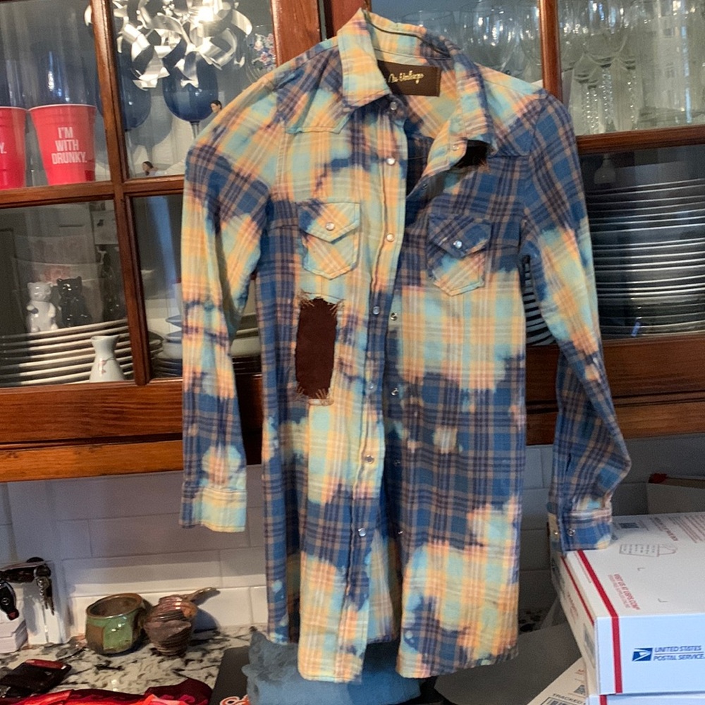 The‎ Ny Vintage patchwork flannel Long top/tunic/mini in flannel.. Retail 225